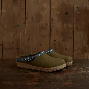 Adults Felted Wool Franzl Clog Slipper - Olive