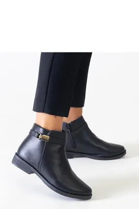 Black ankle boots with gold inserts
