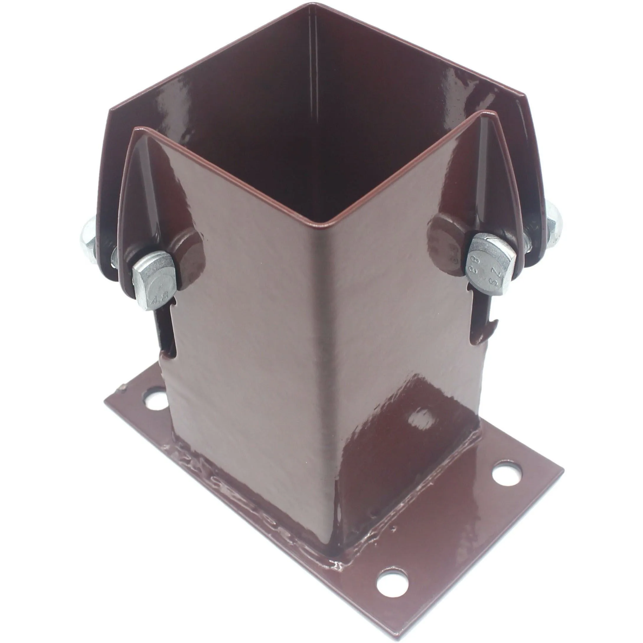 Bolt Down Fence Post Flush Fit Shoe -75mm - Oxide Red