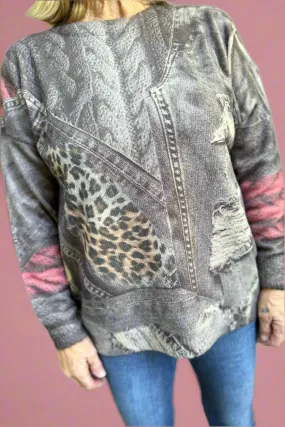 Digitally Printed Crew Neck - Cheetah