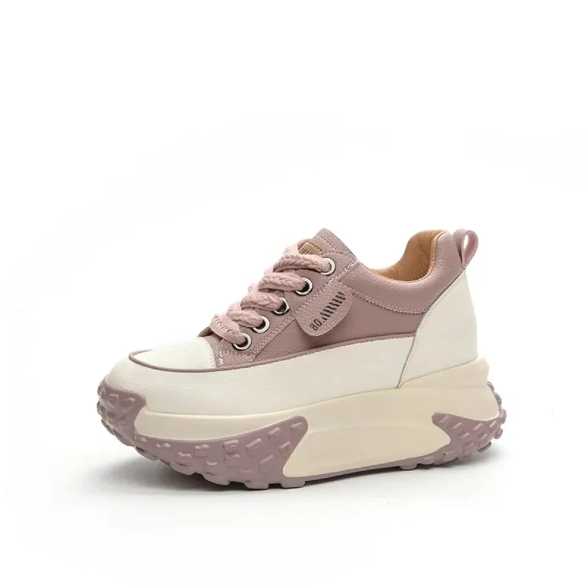Genuine Leather Chunky Platform Sneakers