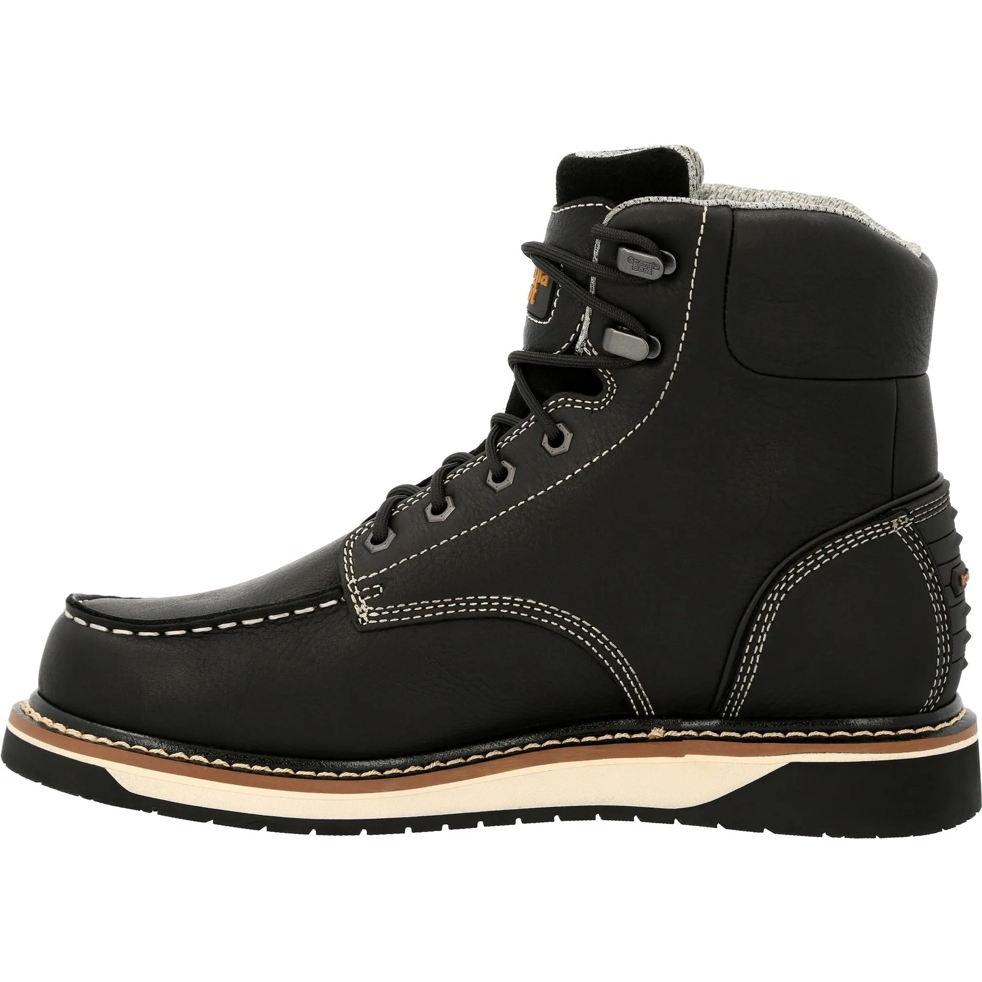 Georgia Men's AMP LT Wedge 6" Moc Toe Waterproof Work Boot - Black - GB00475