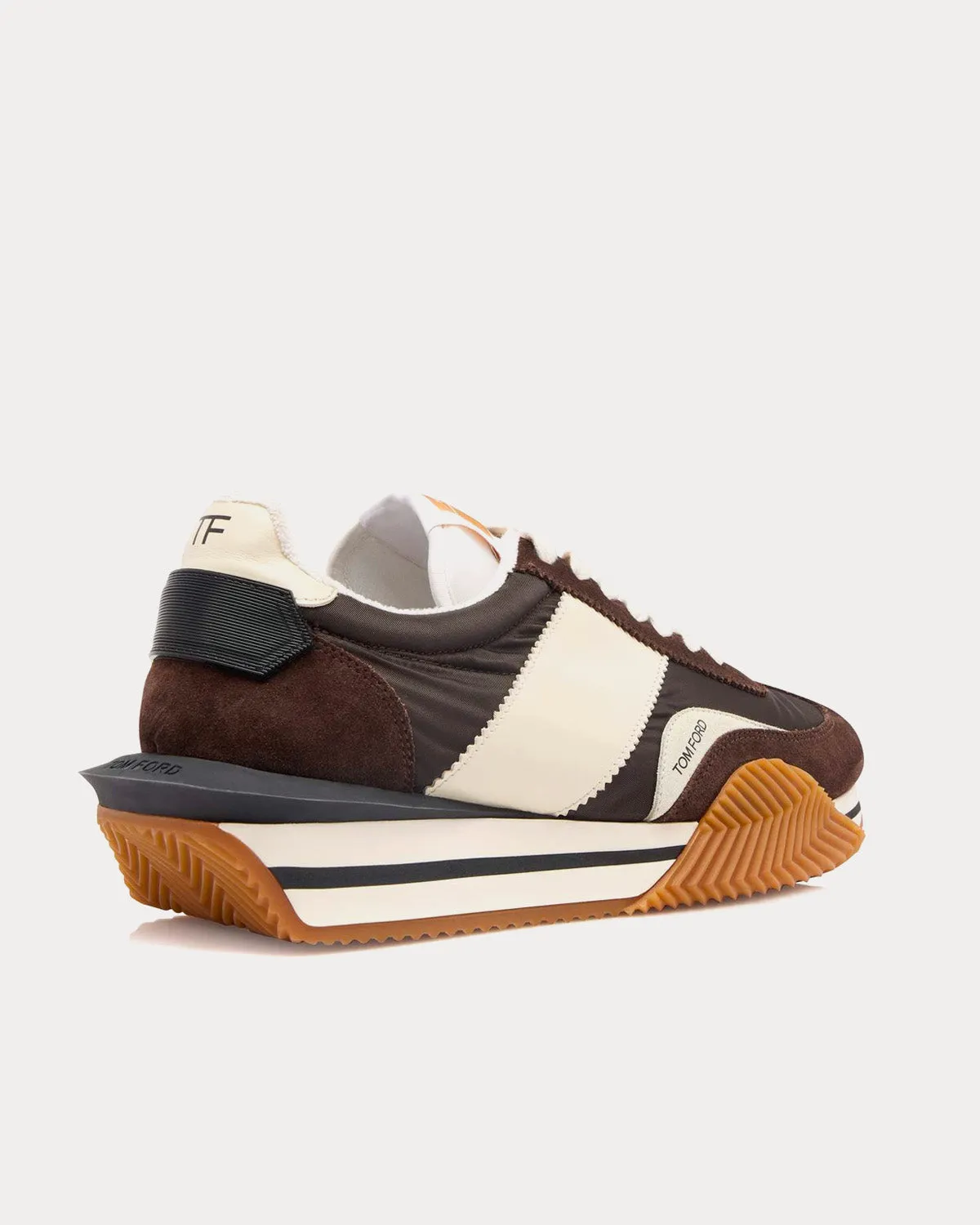 James Suede & Technical Fabric Brown / Ivory Cream Low Top Sneakers
