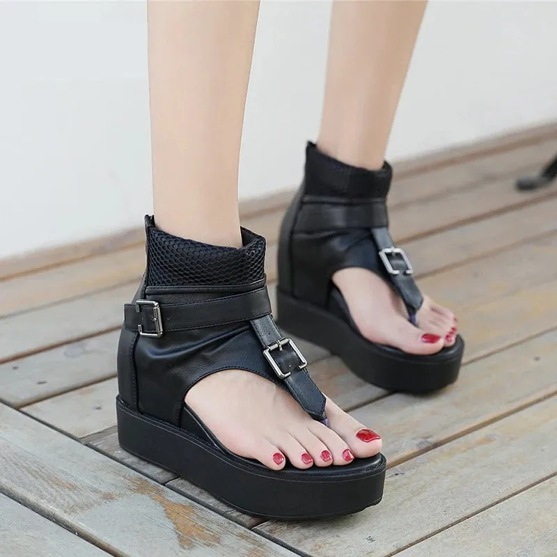 Joskaa 2024 New Belt Buckle Chunky Sandals