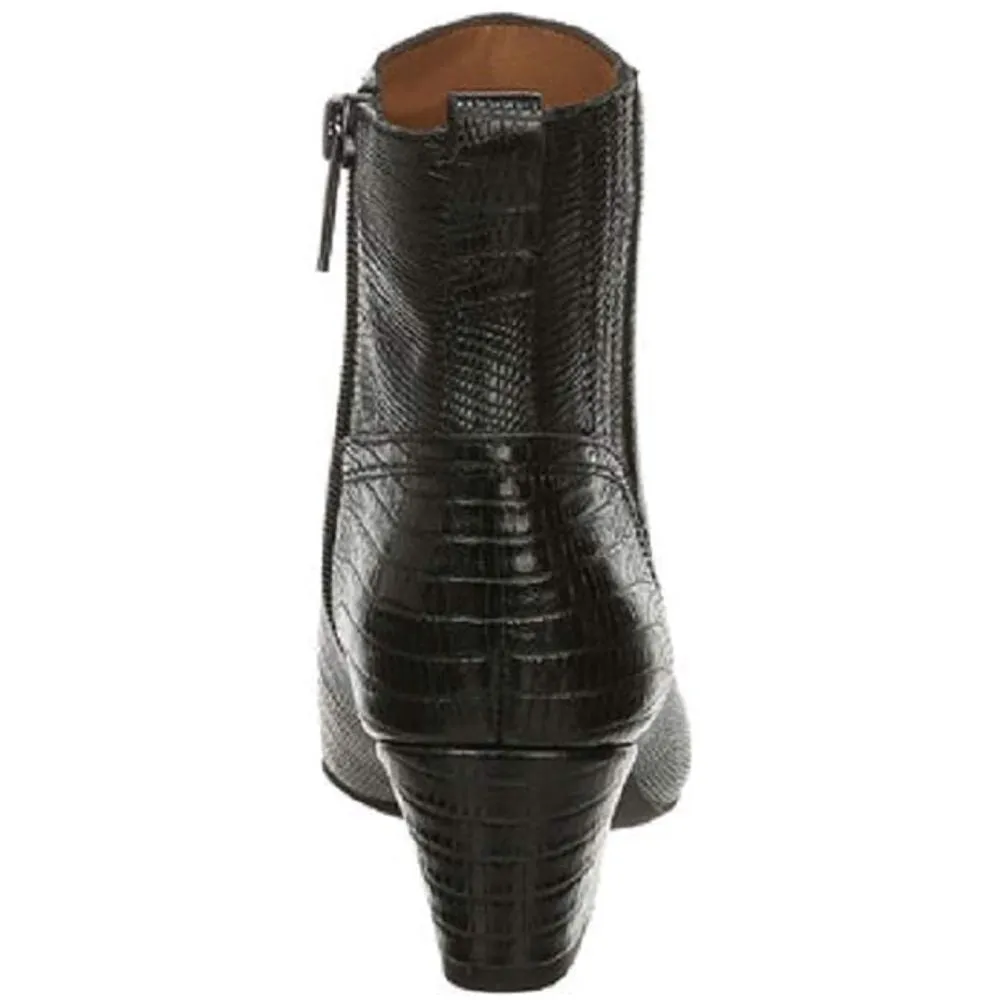 Luca Black Snake Print Leather Franco Sarto Ankle Boot