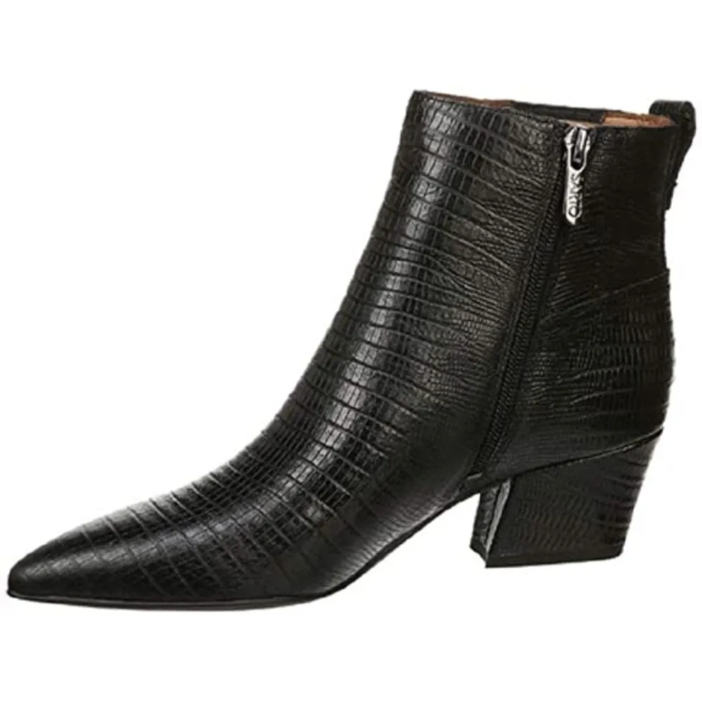 Luca Black Snake Print Leather Franco Sarto Ankle Boot