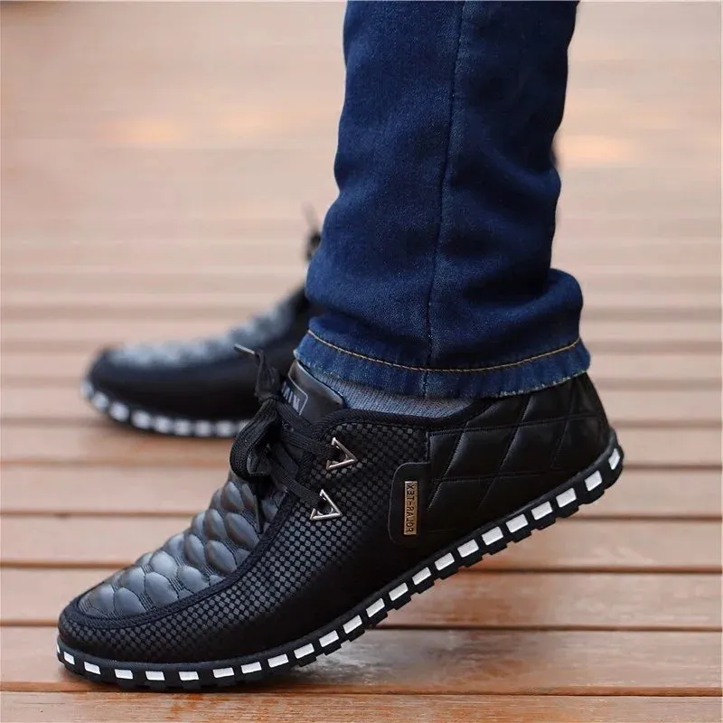 Men's Breathable Leather Sneakers - Stylish and Comfortable