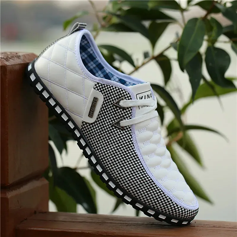 Men's Breathable Leather Sneakers - Stylish and Comfortable