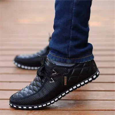 Men's Breathable Leather Sneakers - Stylish and Comfortable