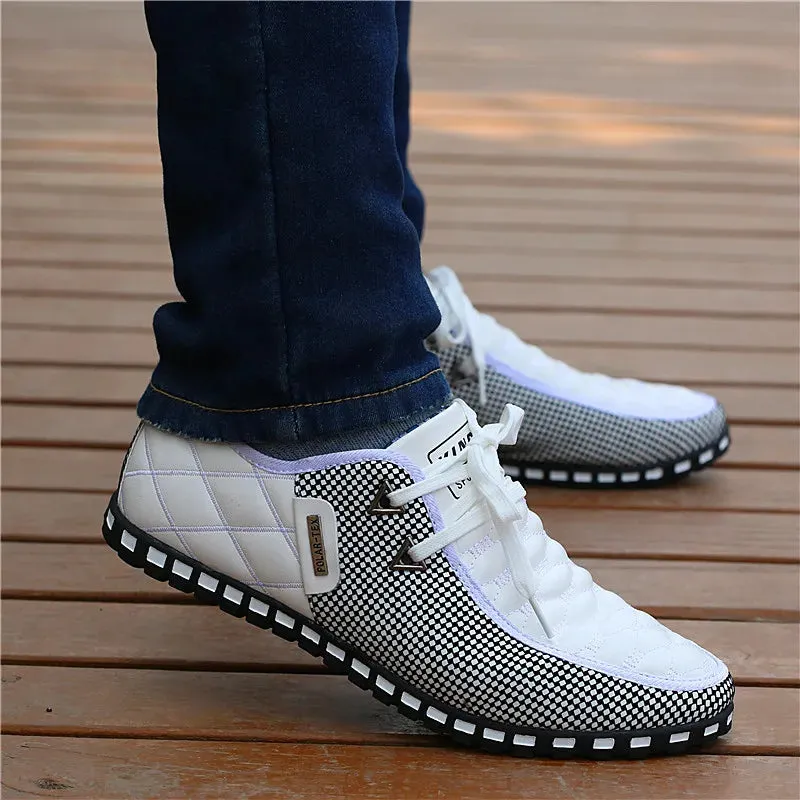 Men's Breathable Leather Sneakers - Stylish and Comfortable