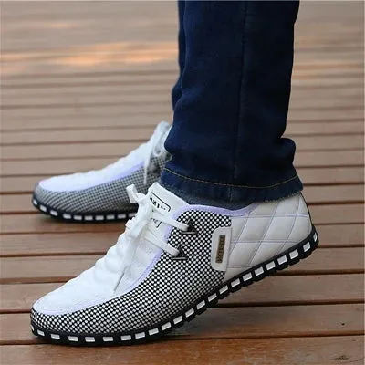 Men's Breathable Leather Sneakers - Stylish and Comfortable
