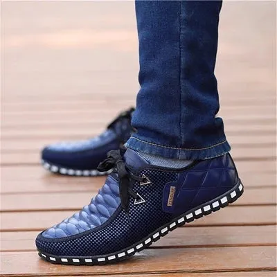 Men's Breathable Leather Sneakers - Stylish and Comfortable