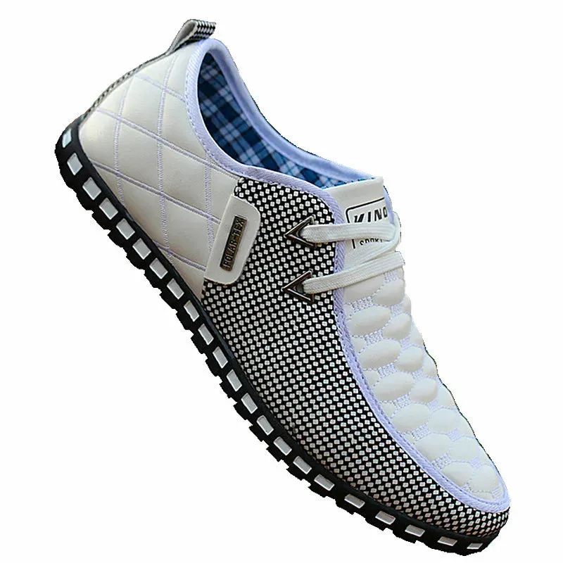 Men's Breathable Leather Sneakers - Stylish and Comfortable