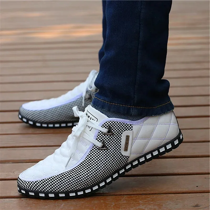 Men's Breathable Leather Sneakers - Stylish and Comfortable