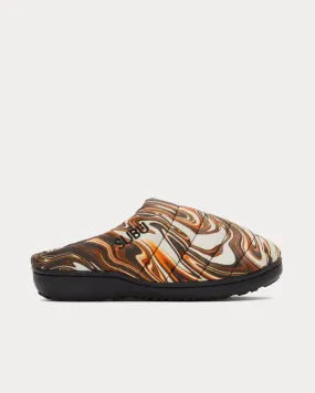 Quilted Suminagashi Brown / White Slip Ons