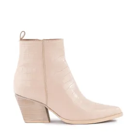 Seychelles Aboard Boot in Cream Croco Leather