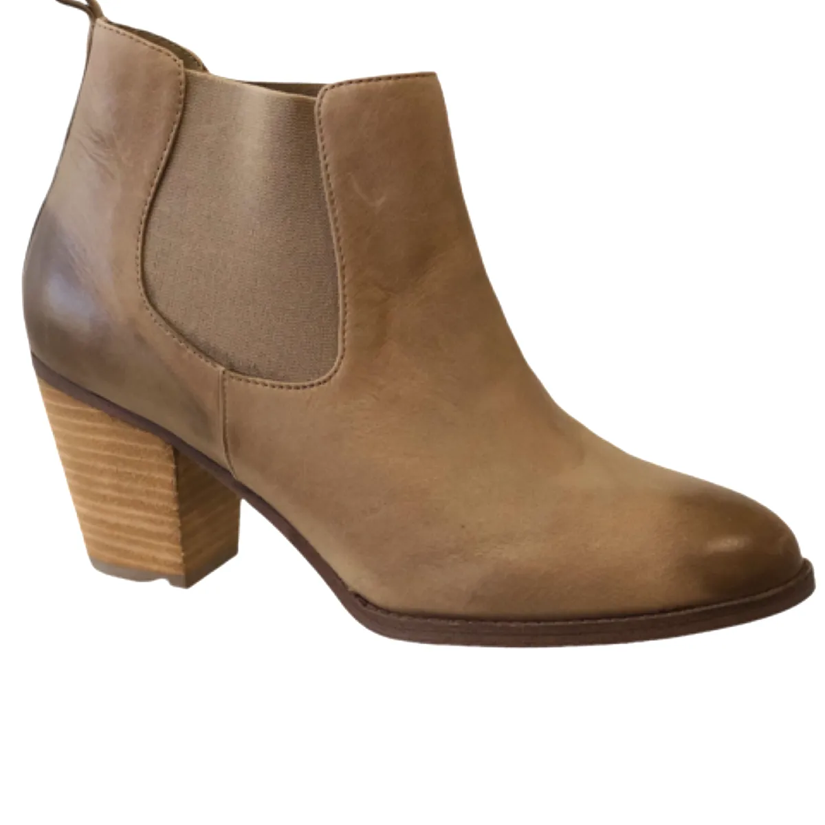Siren Nikki Taupe Leather Ankle Boots