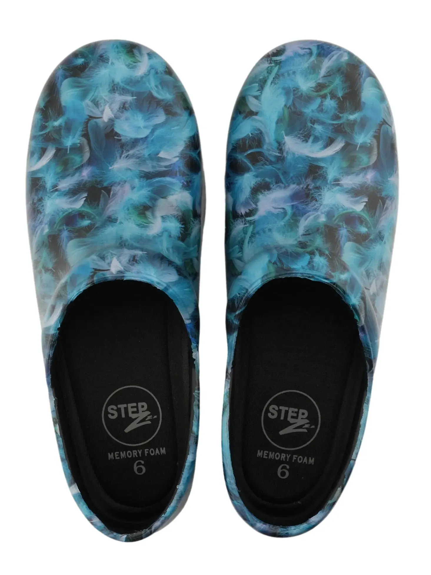 StepZ Women's Slip Resistant Nurse Clogs | Azure Feathers