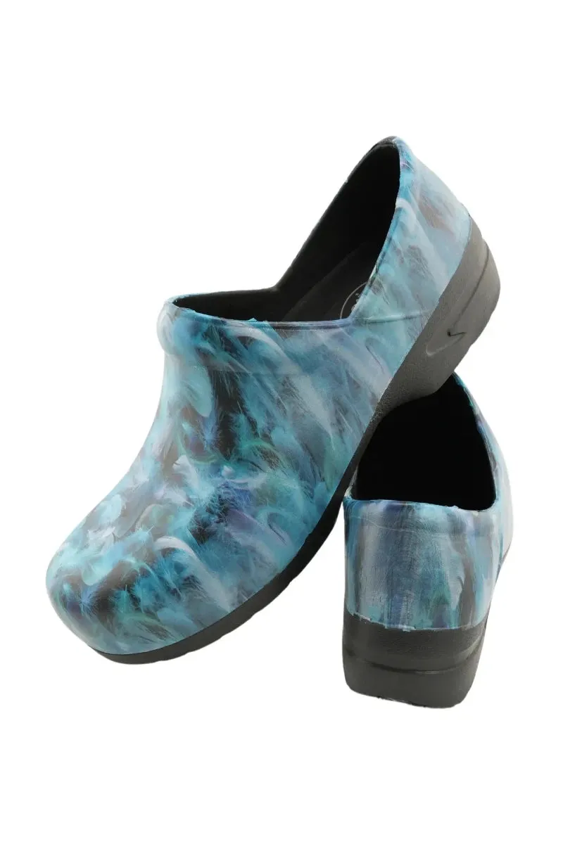 StepZ Women's Slip Resistant Nurse Clogs | Azure Feathers