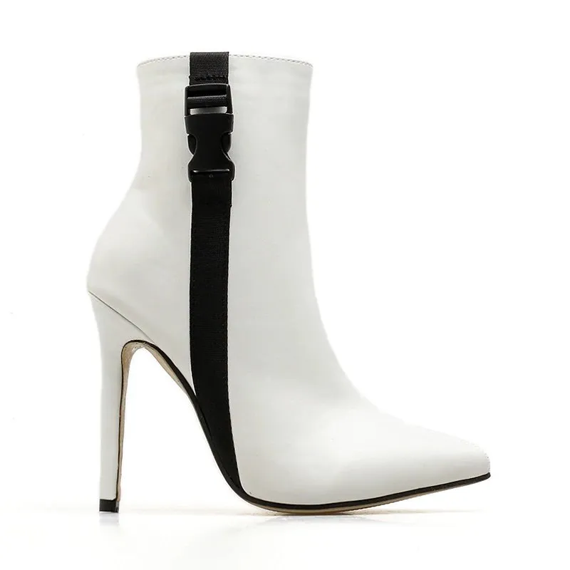 Women's Autumn/Winter PU Leather High-Heeled Ankle Boots