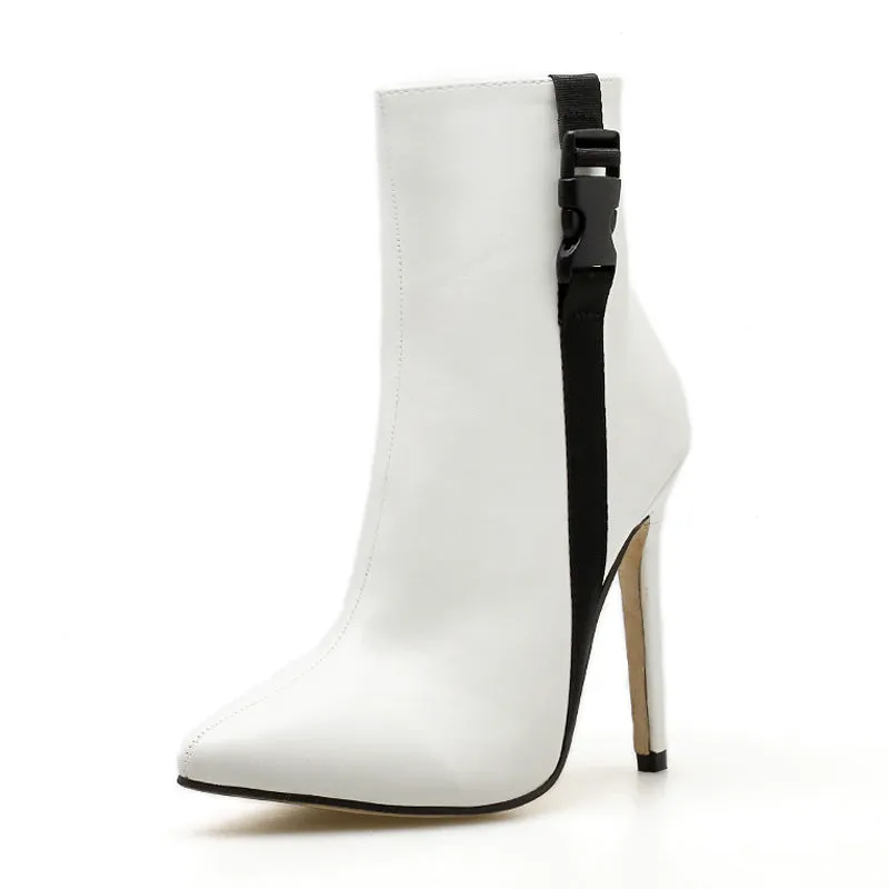 Women's Autumn/Winter PU Leather High-Heeled Ankle Boots
