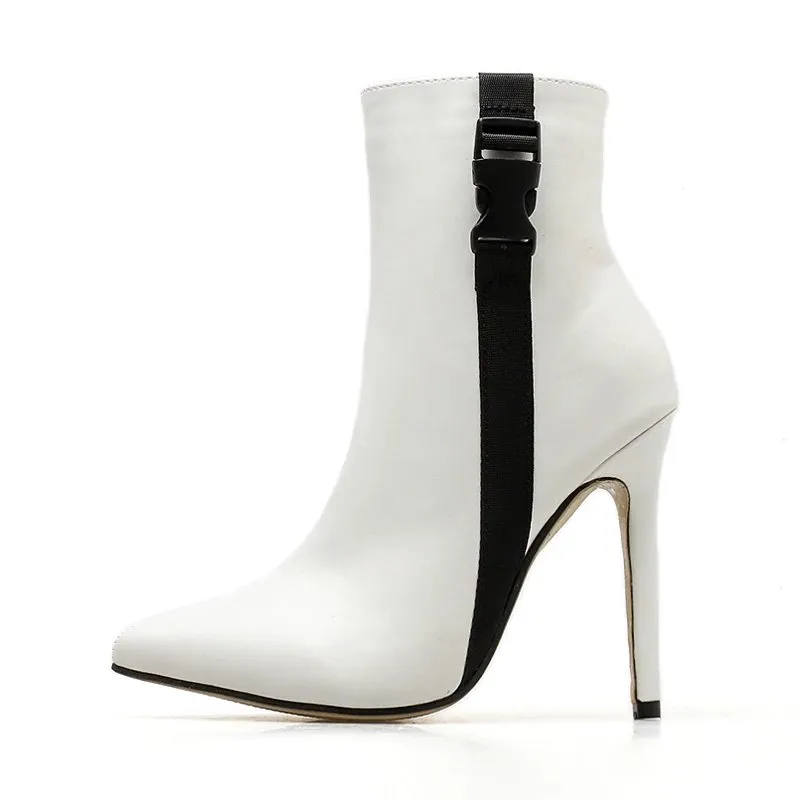 Women's Autumn/Winter PU Leather High-Heeled Ankle Boots