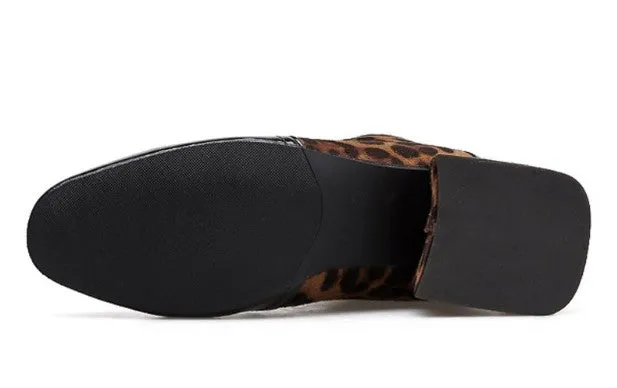 Women's Winter Mid-Heeled Slip-On Ankle Boots With Square Toe