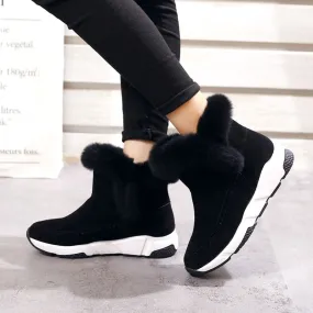 Women's Winter Warm Patchwork Platform Snow Boots Decorated With Faux Fur