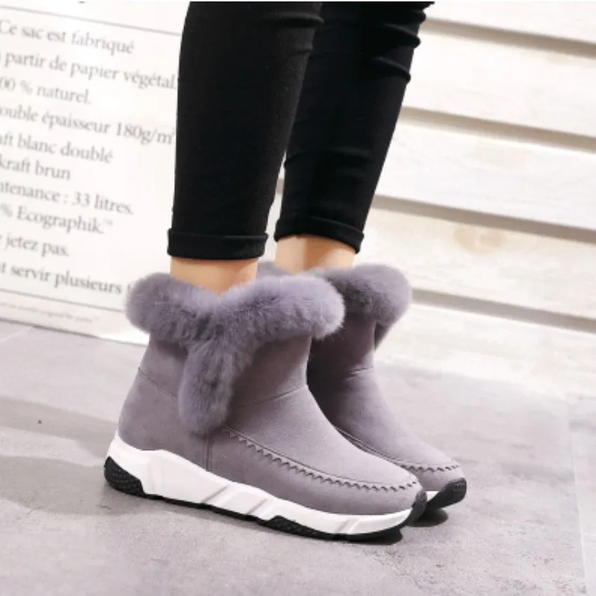 Women's Winter Warm Patchwork Platform Snow Boots Decorated With Faux Fur